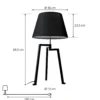Lucande lámpara de mesa Amona, negro, textil, 69 cm, trípode