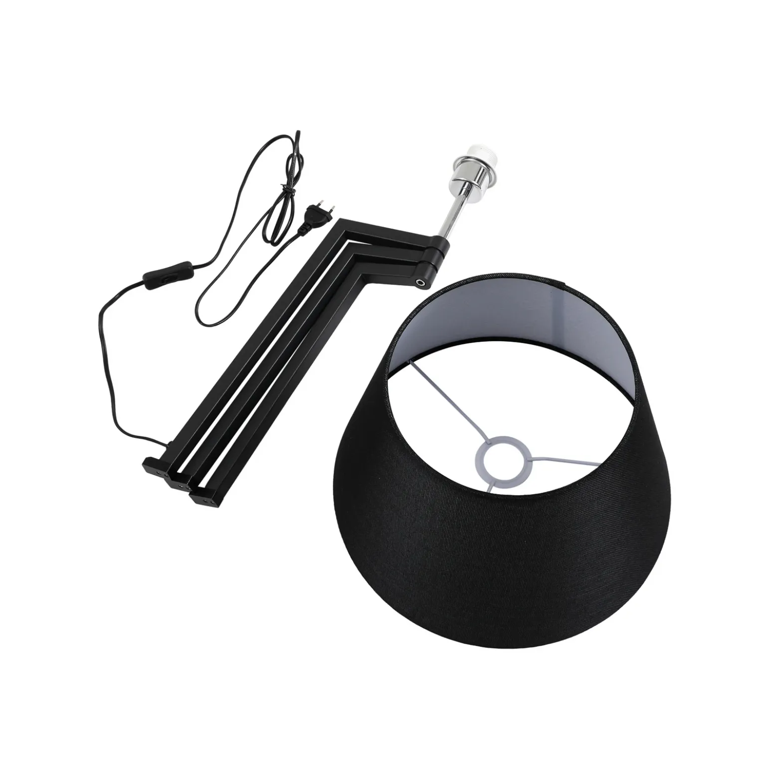 Lucande lámpara de mesa Amona, negro, textil, 69 cm, trípode