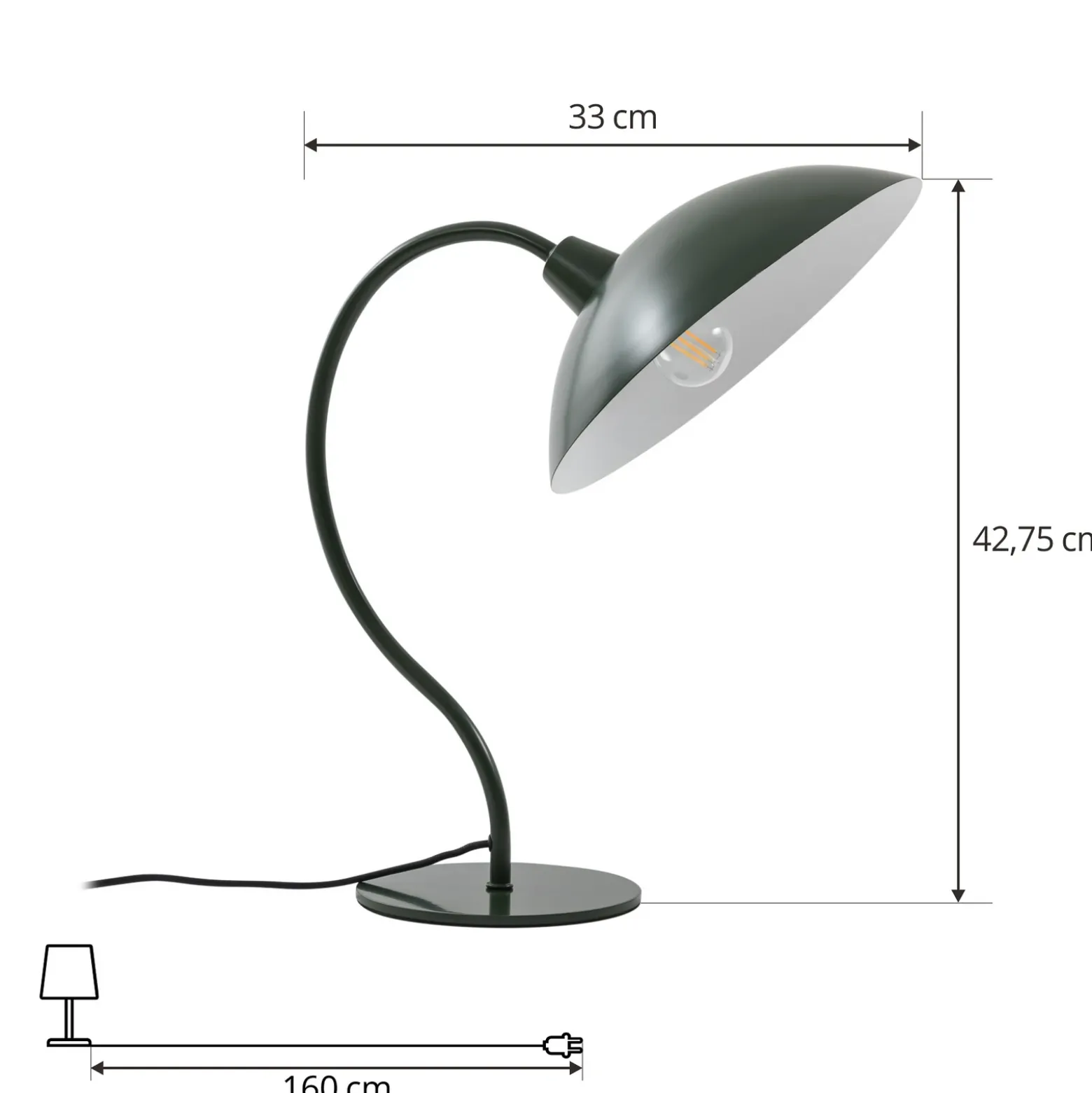 Lucande lámpara de mesa Arvadon, verde, metal, 42,75 cm de altura