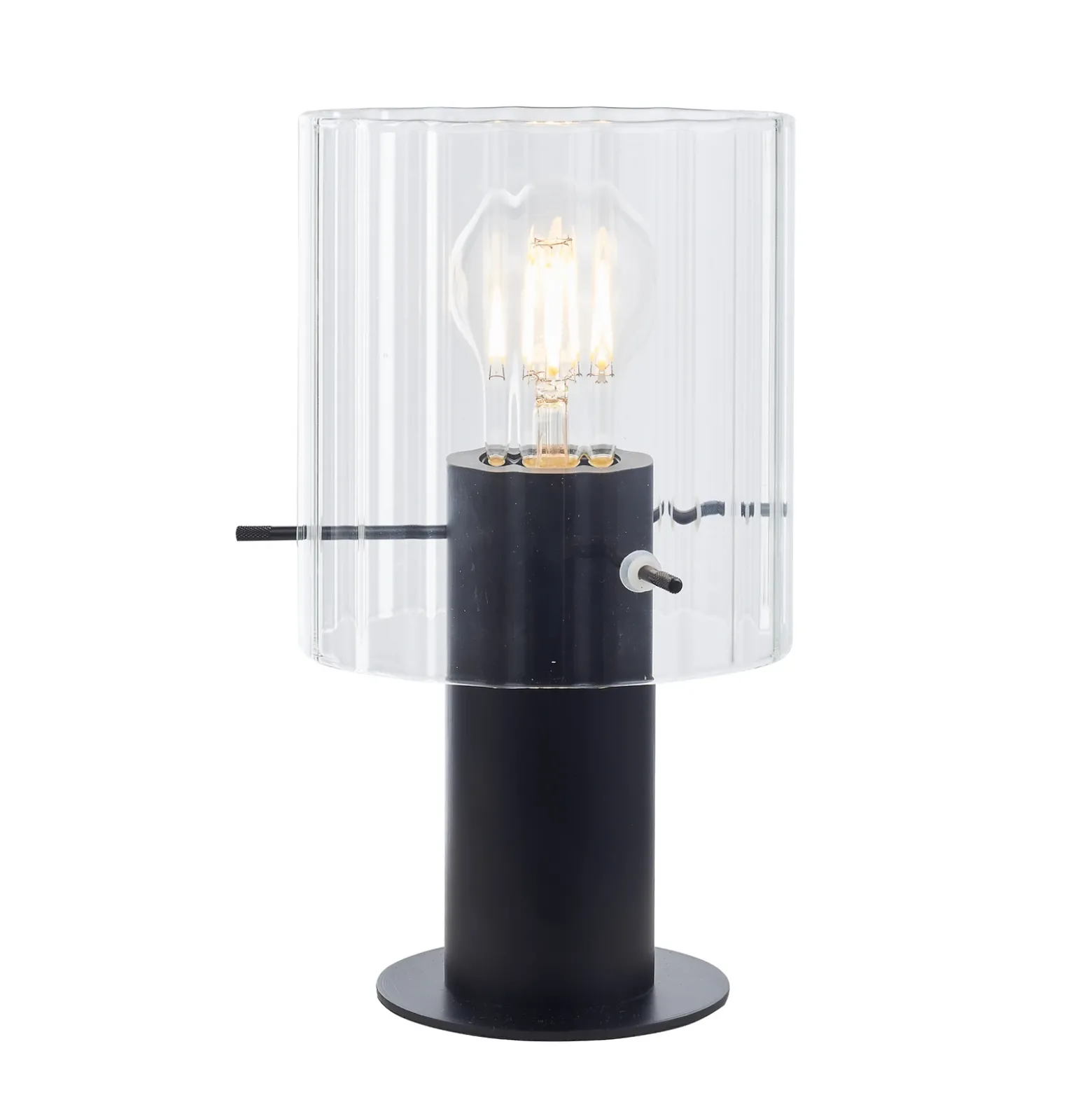 Lucande lámpara de mesa Eirian, negro, cristal, Ø 14 cm, E27