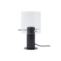 Lucande lámpara de mesa Eirian, negro, cristal, Ø 14 cm, E27