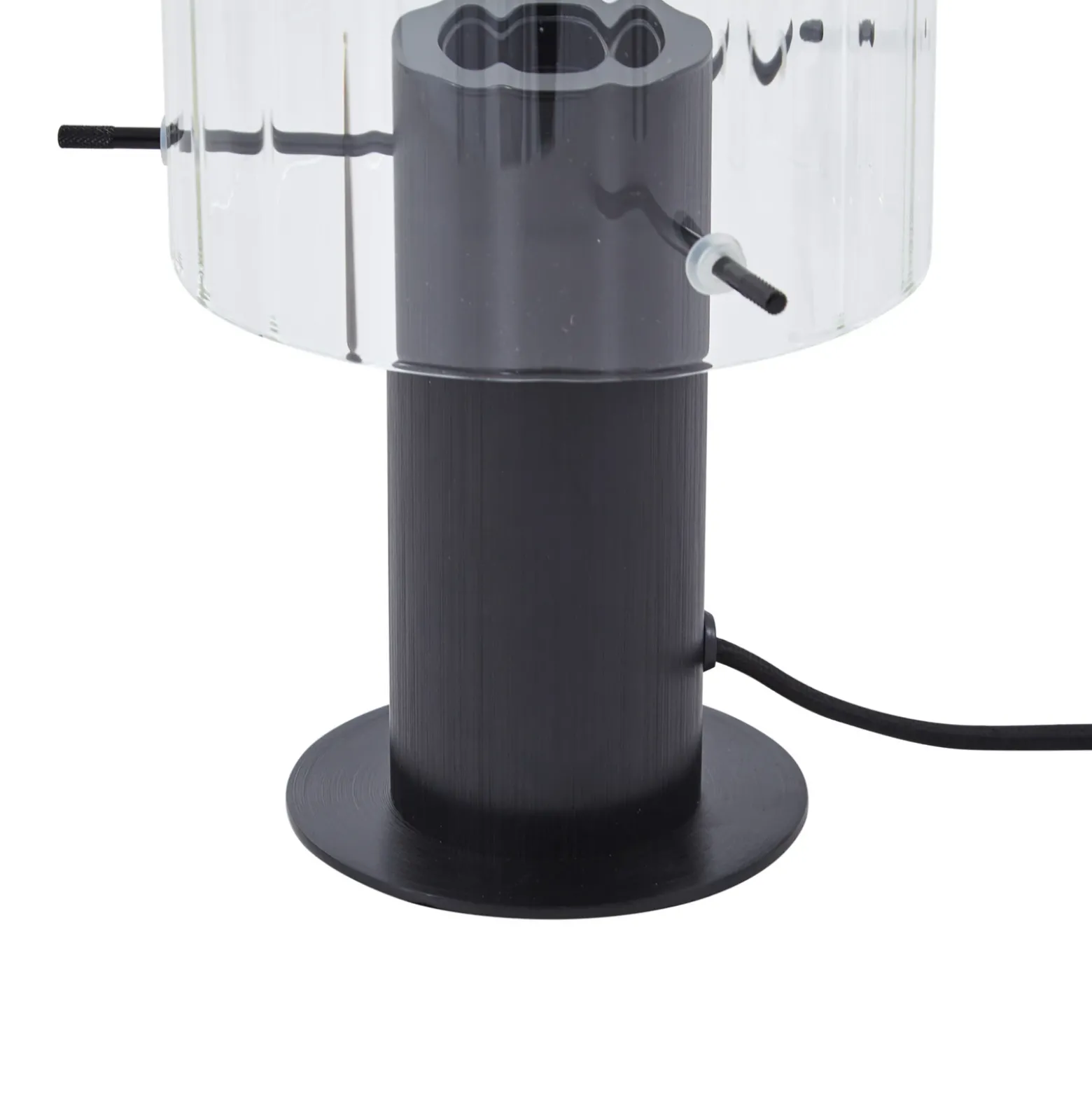 Lucande lámpara de mesa Eirian, negro, cristal, Ø 14 cm, E27