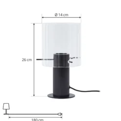Lucande lámpara de mesa Eirian, negro, cristal, Ø 14 cm, E27