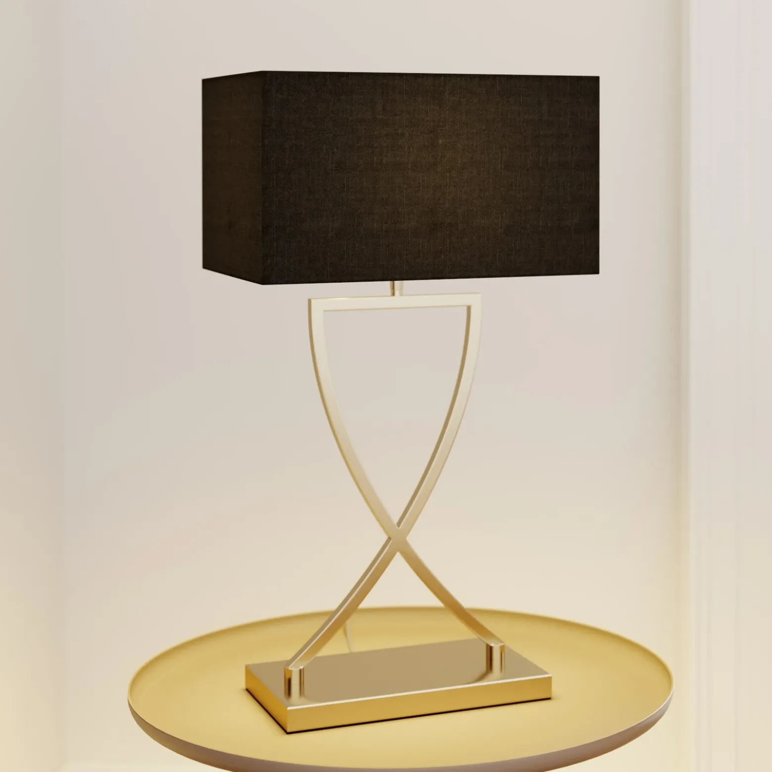 Lucande lámpara de mesa Evaine, latón/negro, 66 cm, E27