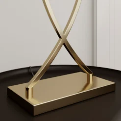 Lucande lámpara de mesa Evaine, latón/negro, 66 cm, E27