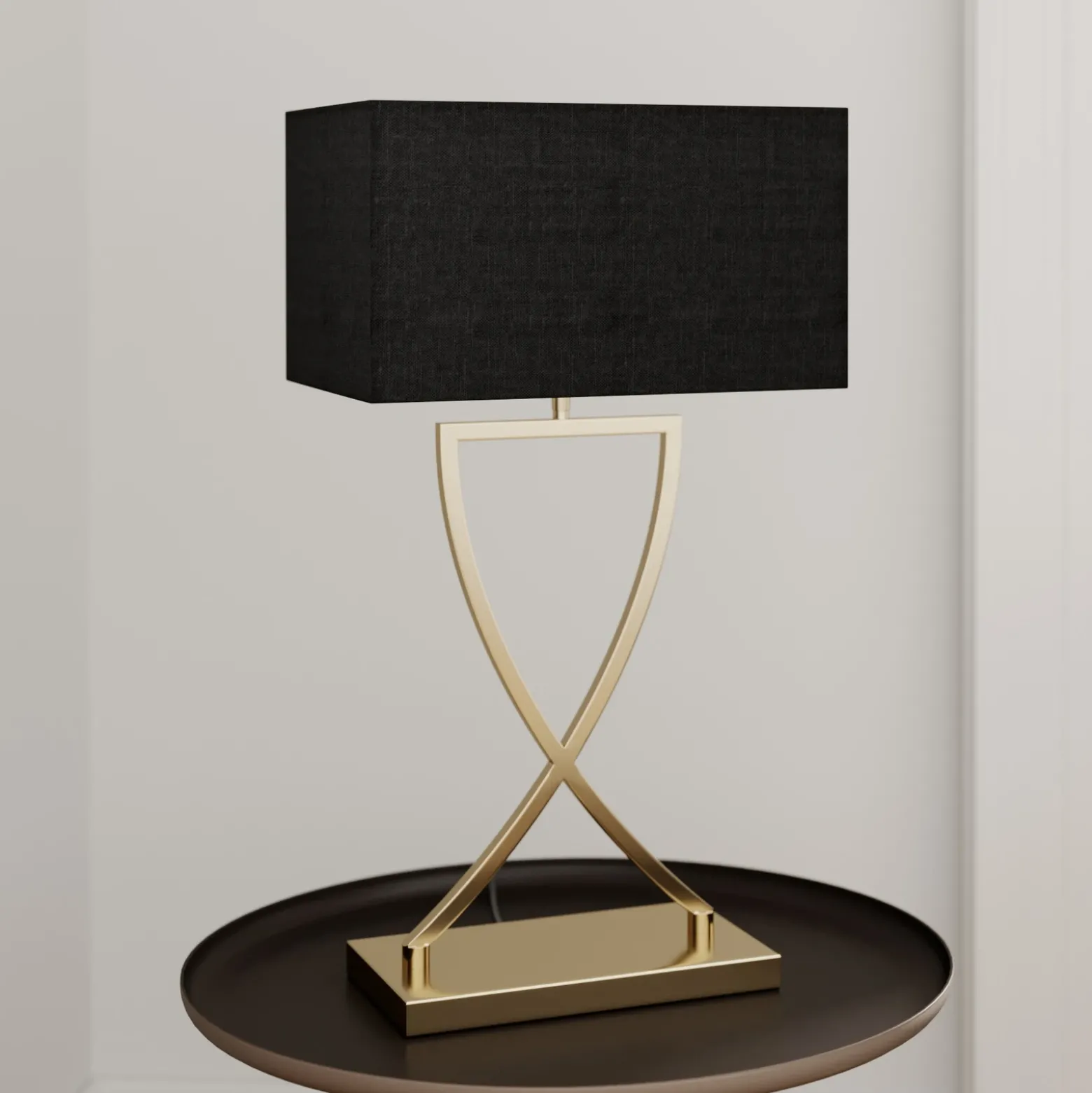 Lucande lámpara de mesa Evaine, latón/negro, 66 cm, E27