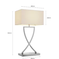 Lucande lámpara de mesa Evaine, cromo/blanco, metal, 66 cm, E27