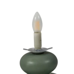 Lucande lámpara de mesa Fidelo, blanco/verde, 38 cm, vidrio, cerámica