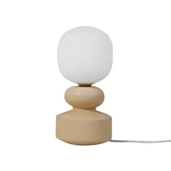 Lucande lámpara de mesa Fidelo, blanco/amarillo, 38 cm, vidrio, cerámica