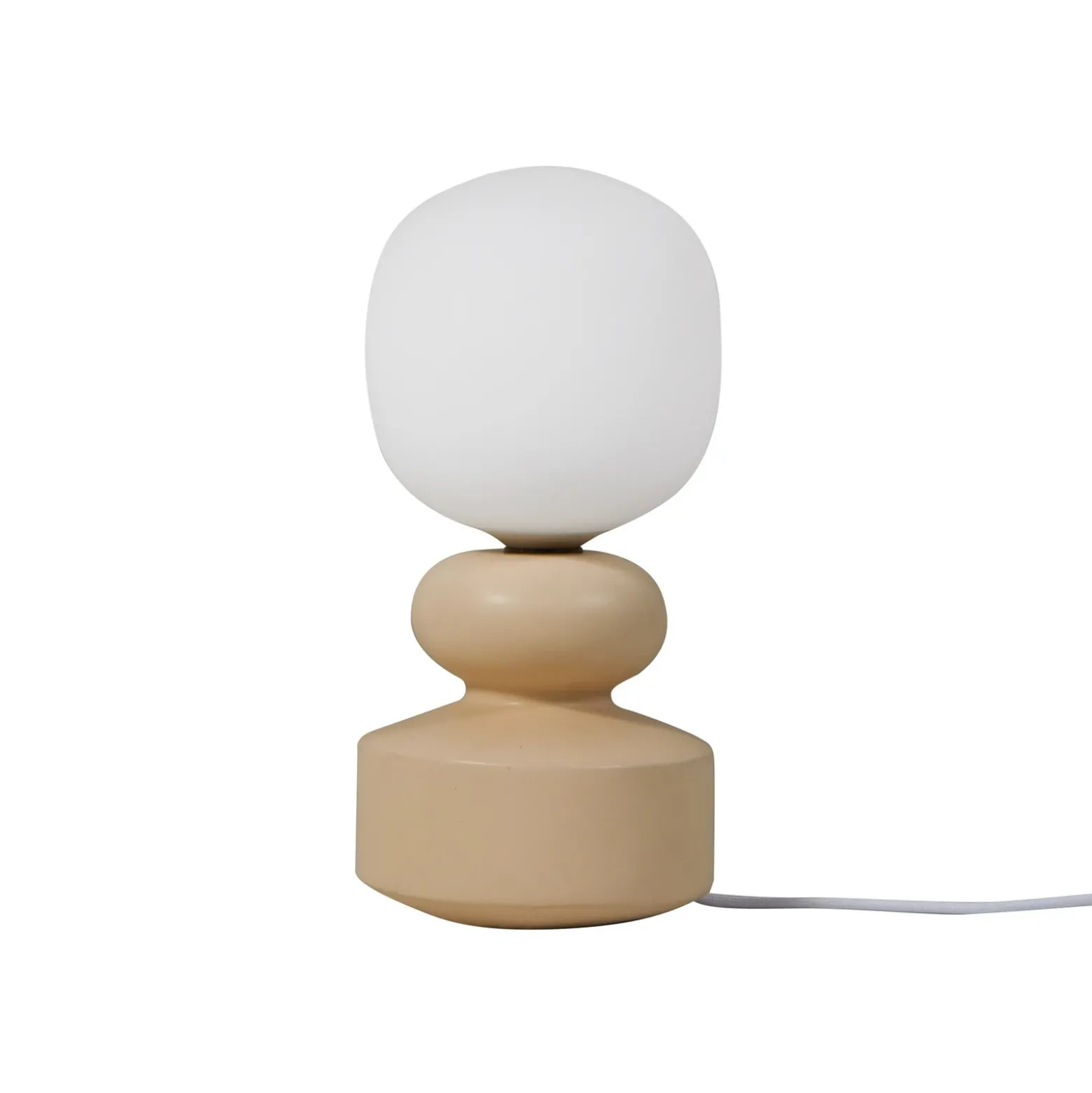 Lucande lámpara de mesa Fidelo, blanco/amarillo, 38 cm, vidrio, cerámica