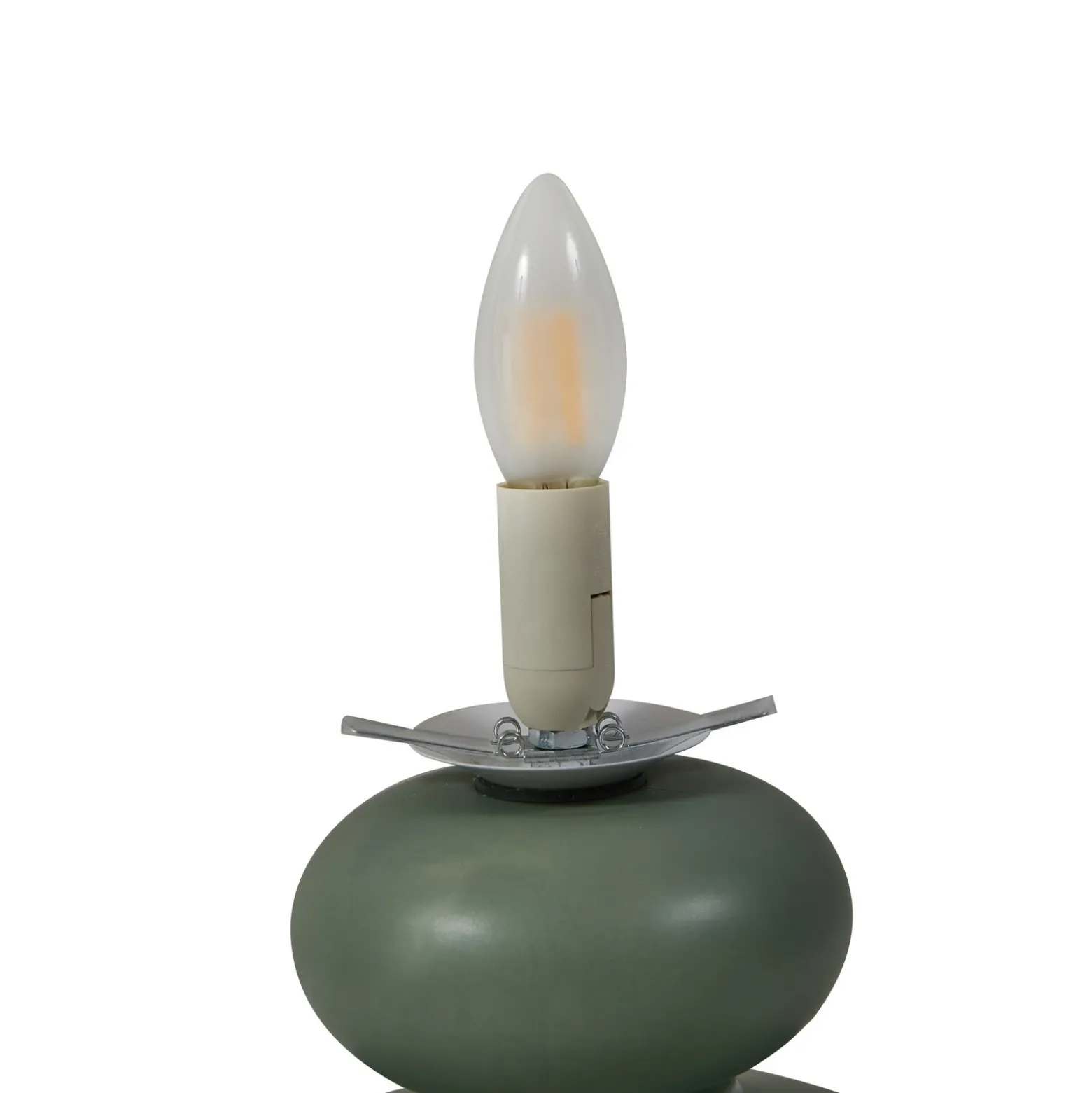 Lucande lámpara de mesa Fidelo, blanco/verde, 38 cm, vidrio, cerámica