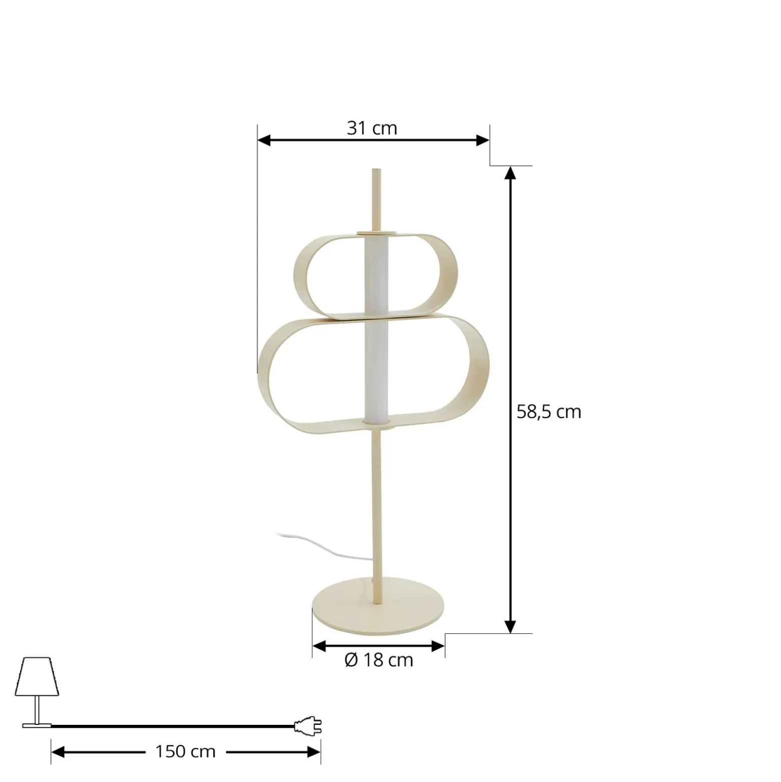 Lucande Lámpara de mesa LED Audrina, beige, metal, atenuable