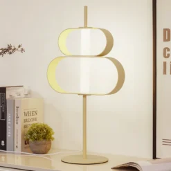 Lucande Lámpara de mesa LED Audrina, beige, metal, atenuable