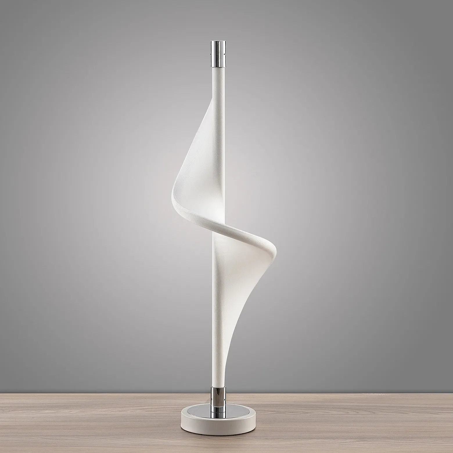 Lucande Lámpara de mesa LED Edano, 60 cm, blanca, textil, atenuable