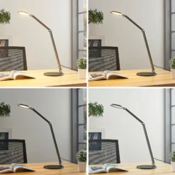 Lucande Lámpara de mesa LED Mion, 41 cm, redonda, atenuable