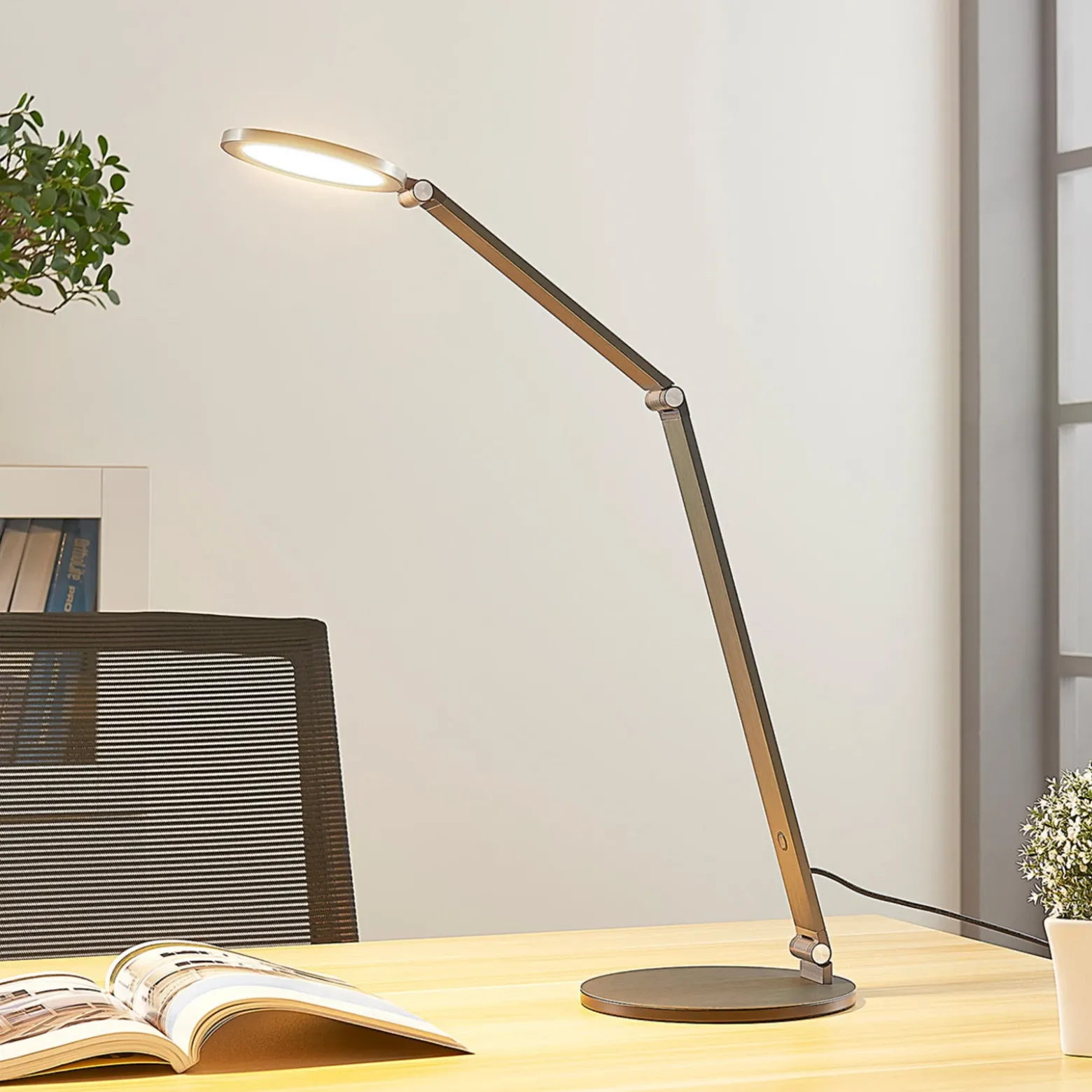 Lucande Lámpara de mesa LED Mion, 41 cm, redonda, atenuable