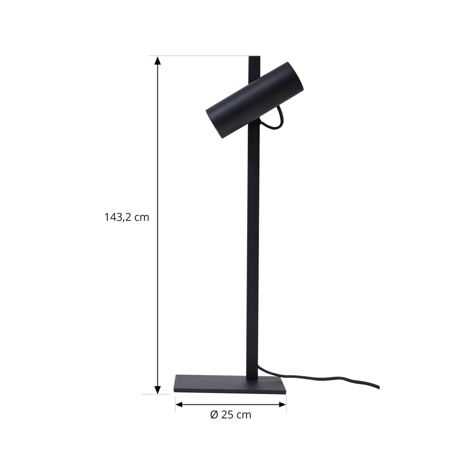 Lucande Lámpara de mesa Lysias, negra, metal, altura 55 cm