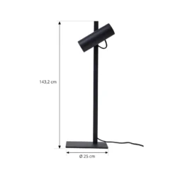 Lucande Lámpara de mesa Lysias, negra, metal, altura 55 cm