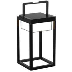 Lucande Lámpara de mesa solar LED Tilena, angular, negra, atenuable