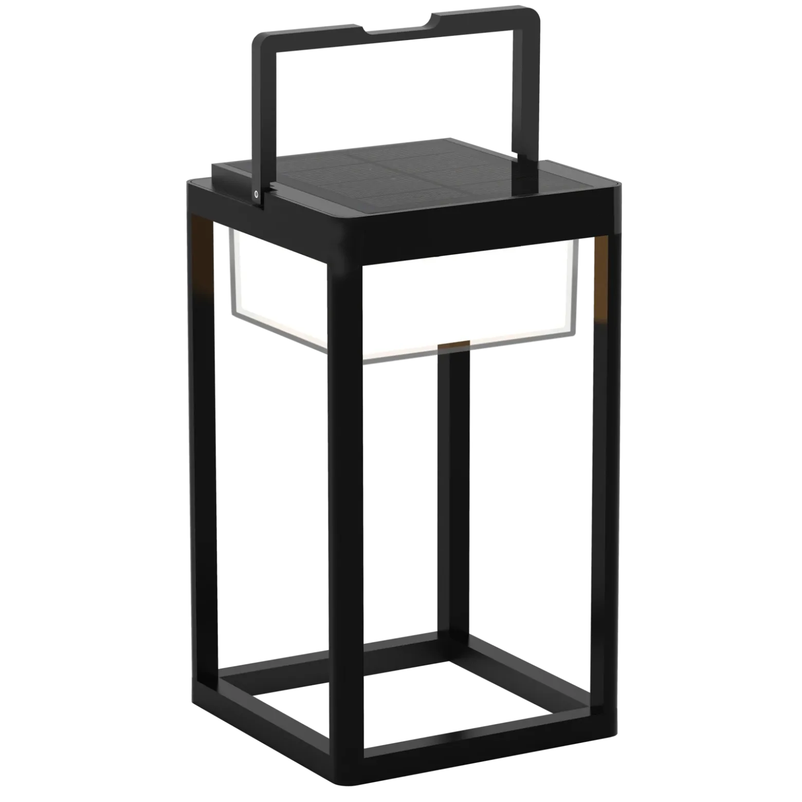 Lucande Lámpara de mesa solar LED Tilena, angular, negra, atenuable