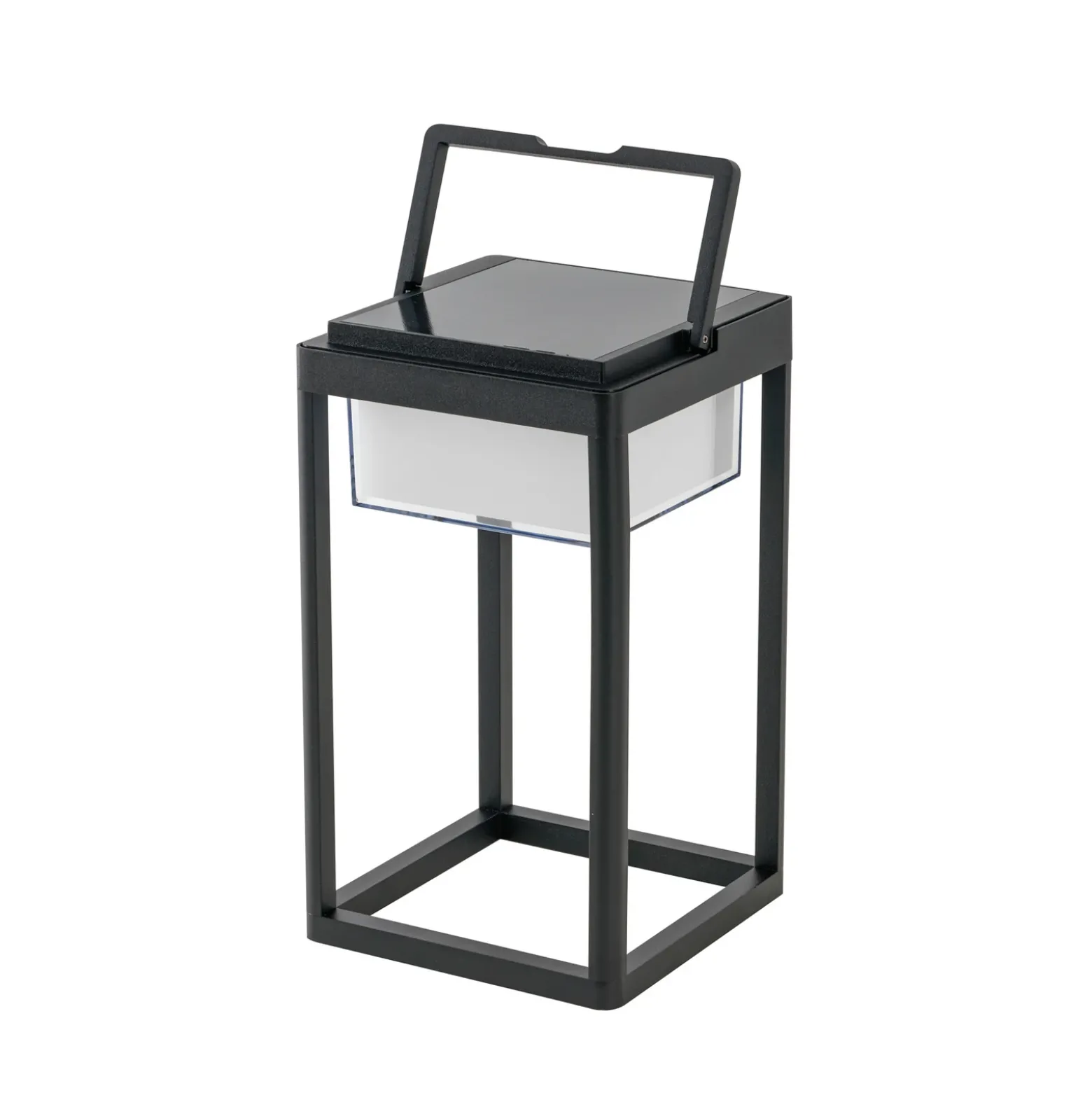 Lucande Lámpara de mesa solar LED Tilena, angular, negra, atenuable