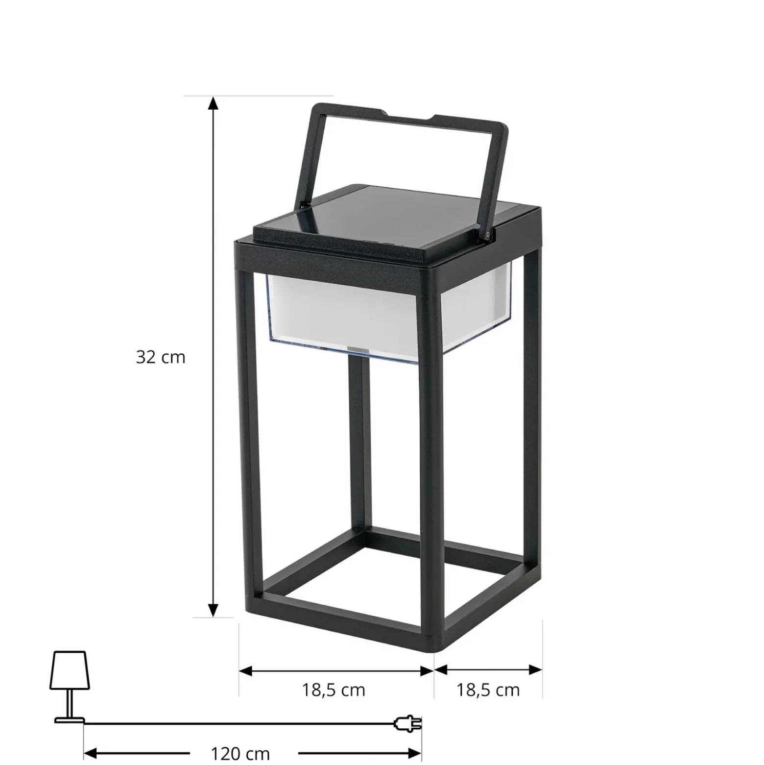Lucande Lámpara de mesa solar LED Tilena, angular, negra, atenuable