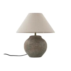 Lucande lámpara de mesa Thalorin, altura 39 cm, marrón, cerámica