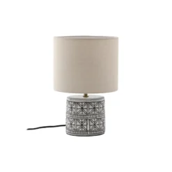 Lucande lámpara de mesa Thalorin, 36,5cm, blanco/negro, cerámica