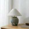 Lucande lámpara de mesa Thalorin, altura 46 cm, gris, cerámica
