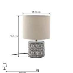 Lucande lámpara de mesa Thalorin, 36,5cm, blanco/negro, cerámica