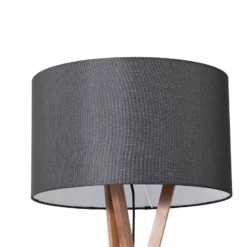 Lucande lámpara de pie Auriane, trípode, negro, tela, 160 cm