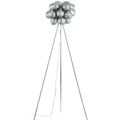 Lucande Lámpara de pie Diborah, gris humo, cristal, 150 cm, G9