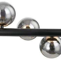 Lucande Lámpara de pie Diborah, gris humo, cristal, 150 cm, G9
