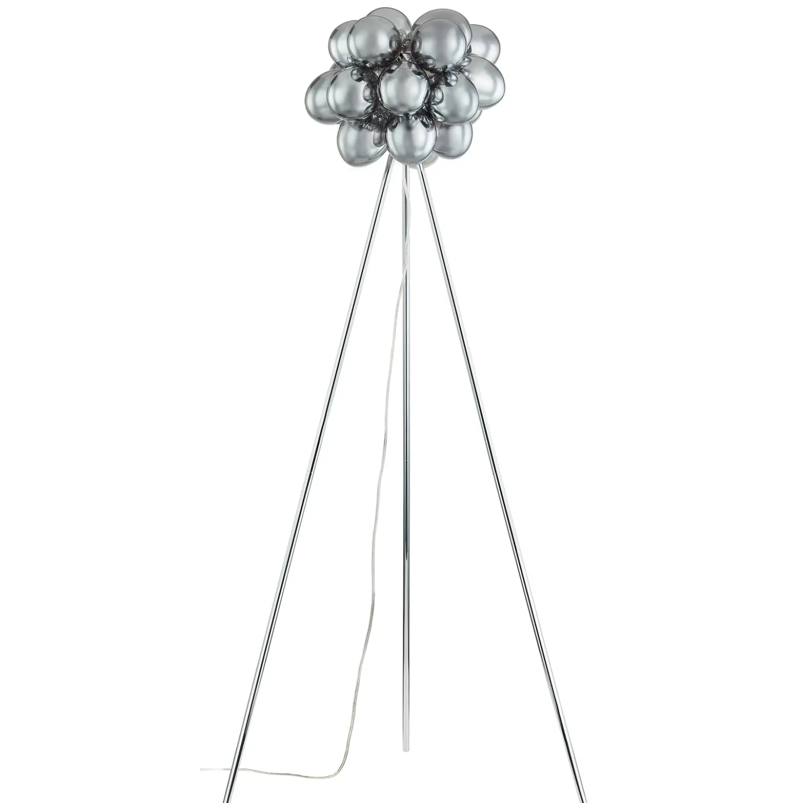 Lucande Lámpara de pie Diborah, gris humo, cristal, 150 cm, G9