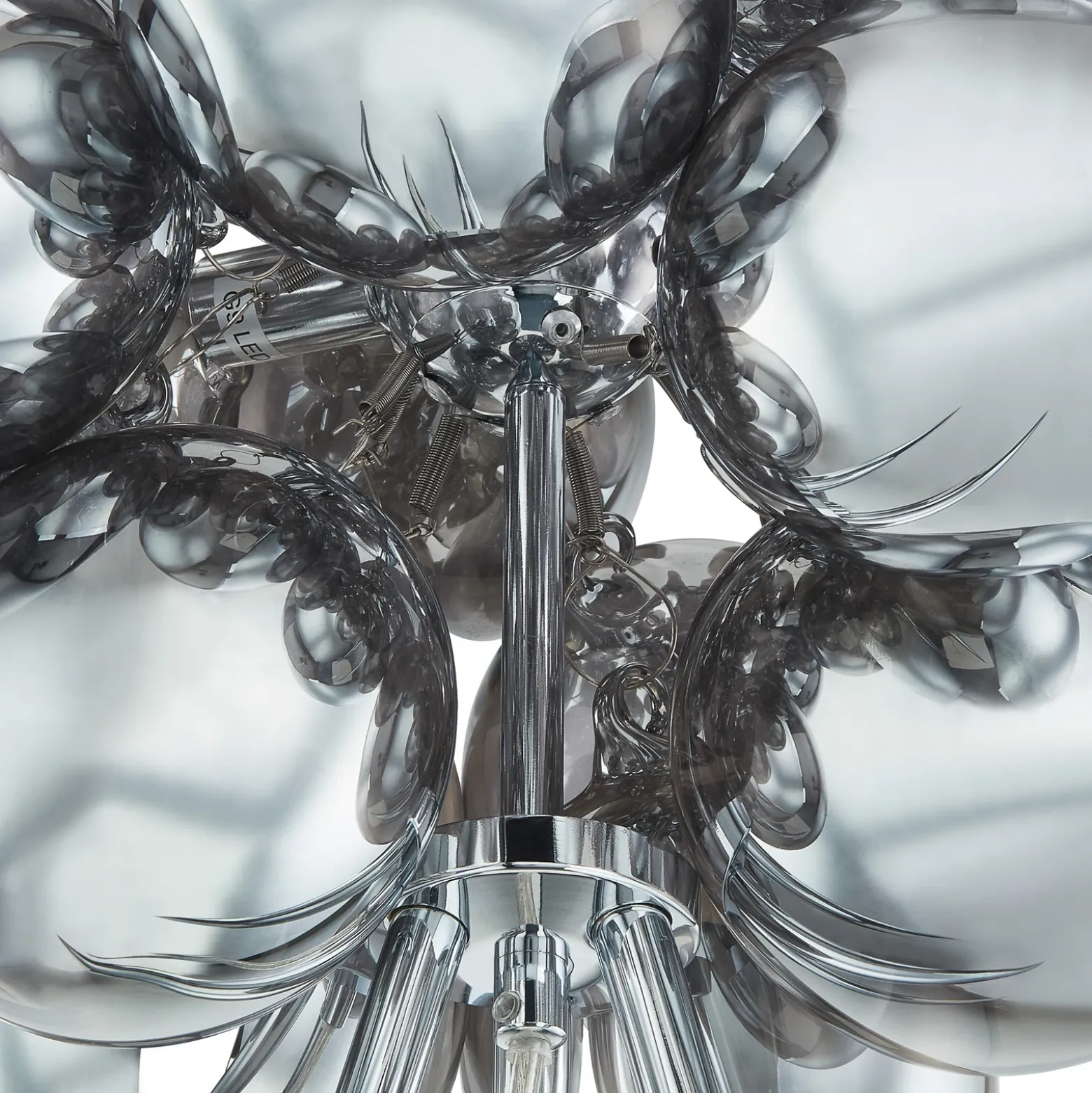 Lucande Lámpara de pie Diborah, gris humo, cristal, 150 cm, G9