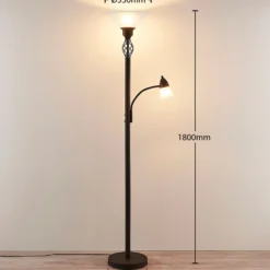 Lucande Lámpara de pie Dunja, blanco/óxido, metal, lámpara de lectura