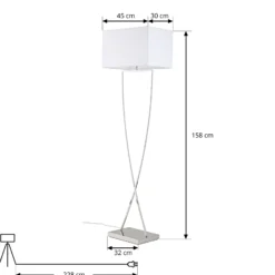 Lucande lámpara de pie Evaine, cromo/blanco, metal, 157 cm, E27