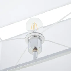 Lucande lámpara de pie Evaine, cromo/blanco, metal, 157 cm, E27