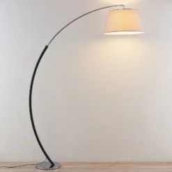Lucande Lámpara de pie Evelyna, gris/negro, metal, 192 cm