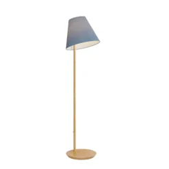 Lucande Lámpara de pie Jinda, azul, madera, tela, 160 cm, E27