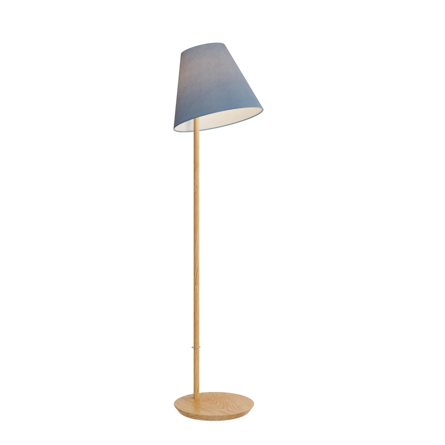 Lucande Lámpara de pie Jinda, azul, madera, tela, 160 cm, E27