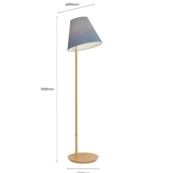Lucande Lámpara de pie Jinda, azul, madera, tela, 160 cm, E27