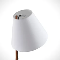 Lucande lámpara de pie Jinda, blanco, madera, tela, 160 cm, E27