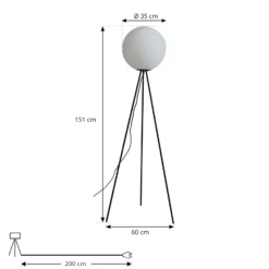 Lucande lámpara de pie Kestralia, blanco, cristal, Ø 35 cm, E27