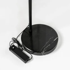 Lucande Lámpara de pie LED arqueada Virvera, redonda, negra, metal