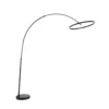 Lucande Lámpara de pie LED arqueada Virvera, redonda, negra, metal