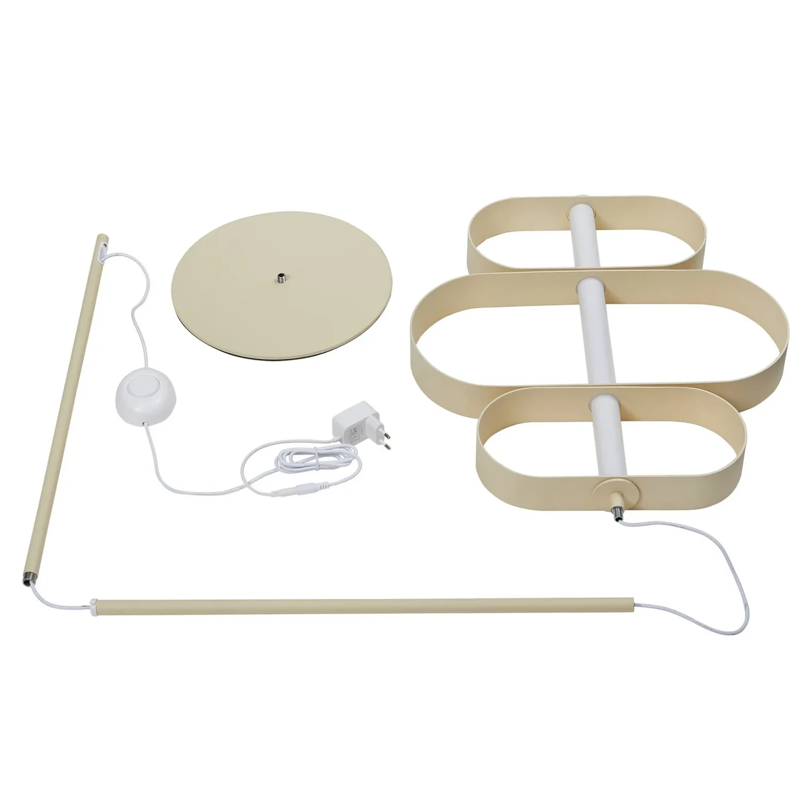 Lucande Lámpara de pie LED Audrina, beige, metal, atenuable