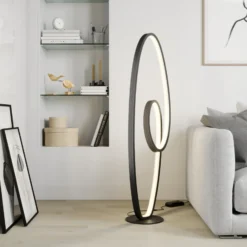Lucande Lámpara de pie LED Bronwyn, 122cm, antracita, aluminio
