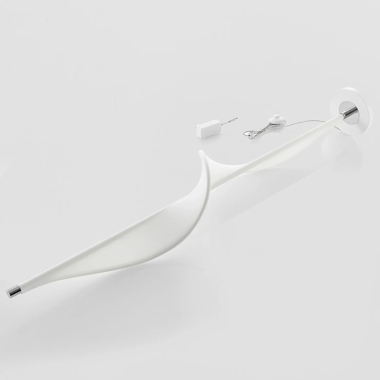Lucande Lámpara de pie LED Edano, 154 cm, blanca, textil, atenuable