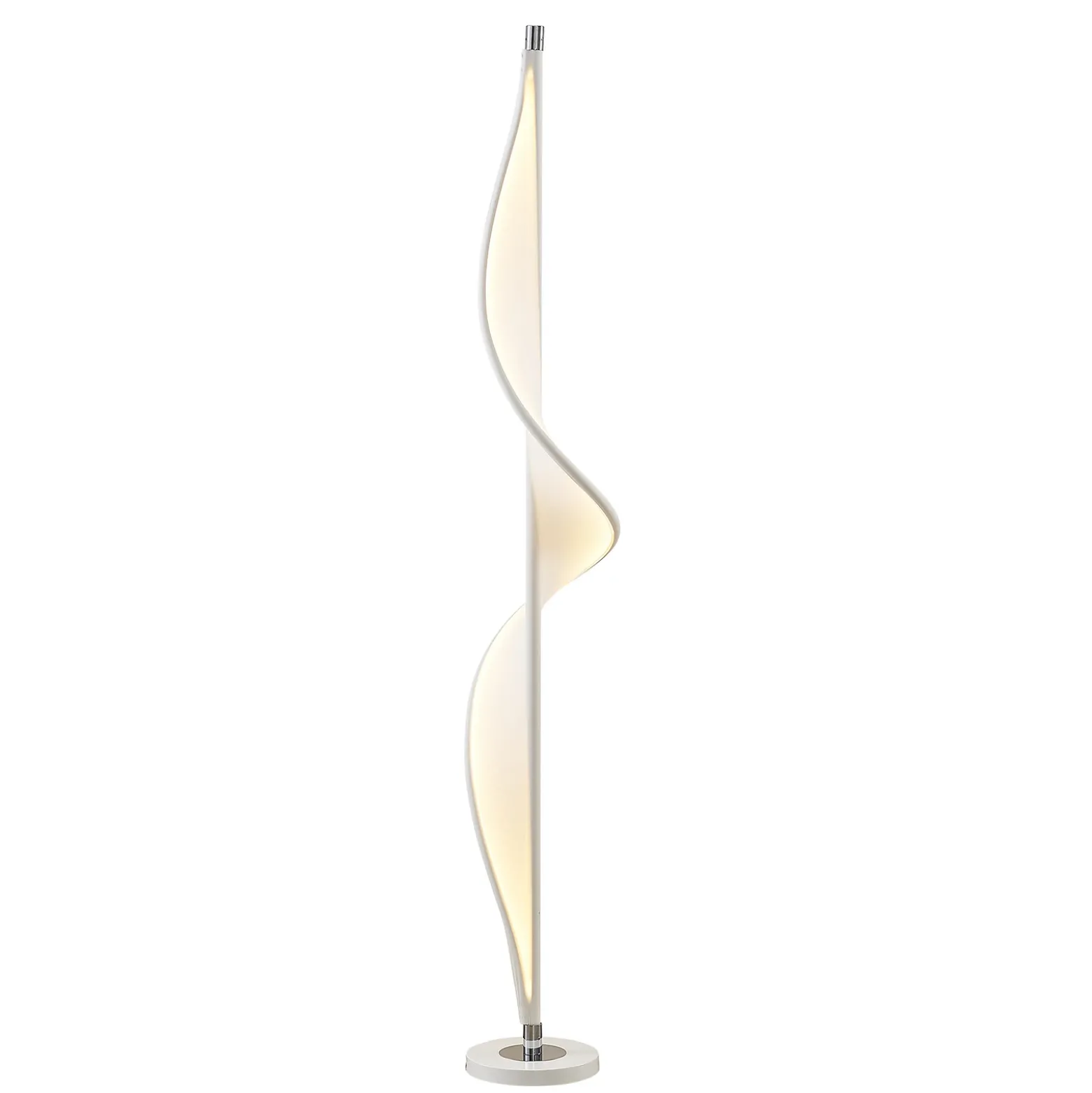 Lucande Lámpara de pie LED Edano, 154 cm, blanca, textil, atenuable
